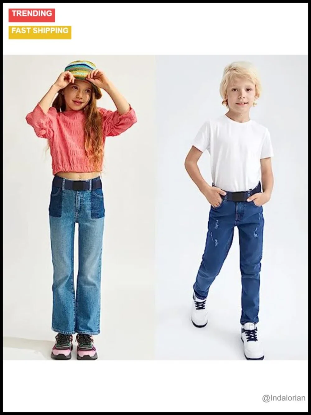 Nylon Boys Baseball Belt with Metal Buckle, No-Hole Adjustable Youth Belt for